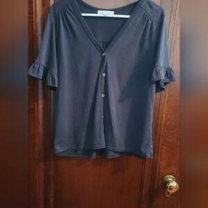 Black Green Envelope Blouse- Size Medium